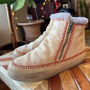 Free People Laidback London Setsu Crochet Side Zip AnkleBoot Camel Suede was$265